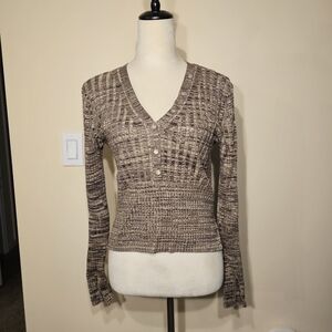 NWOT House of Harlow 1960 Brown Ribbed Knit Long Sleeve Size M